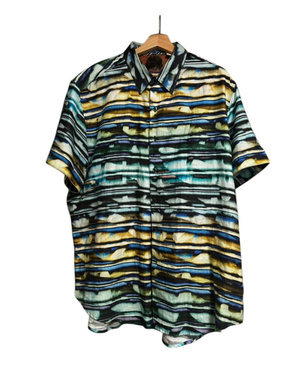 Robert Graham Men’s 2XL Abstract Watercolor Stripe Short Sleeve Button Down Shir